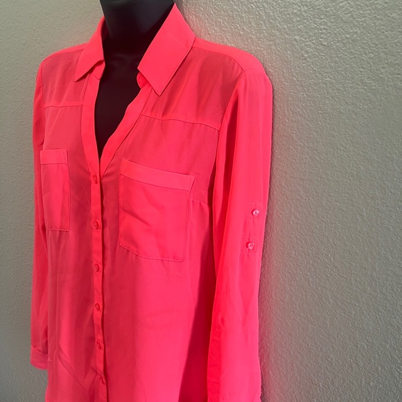 Express Vibrant Pink Button-Down Shirt - Picture 2 of 6